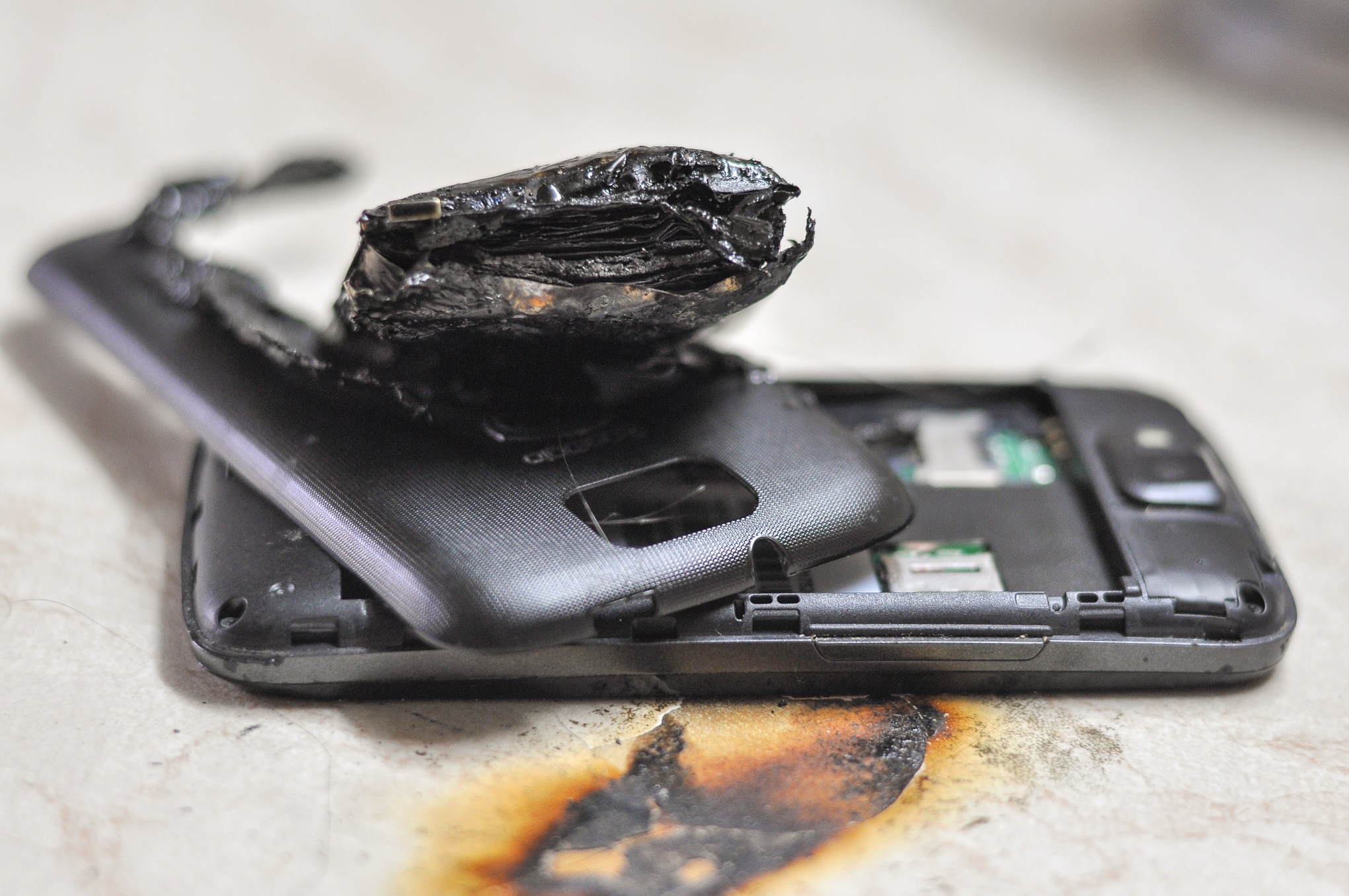 Cell phone battery exploded